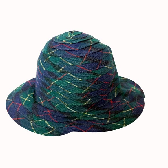 Tartan Plaid Bucket Hat VTG 90s Fall Streetwear Vibe Retro Festival Cap Ribbed - Picture 11 of 14